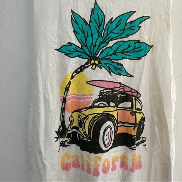 NWT Anthropologie California Muscle Graphic Tank Top Summer vibes off white new - Picture 3 of 6